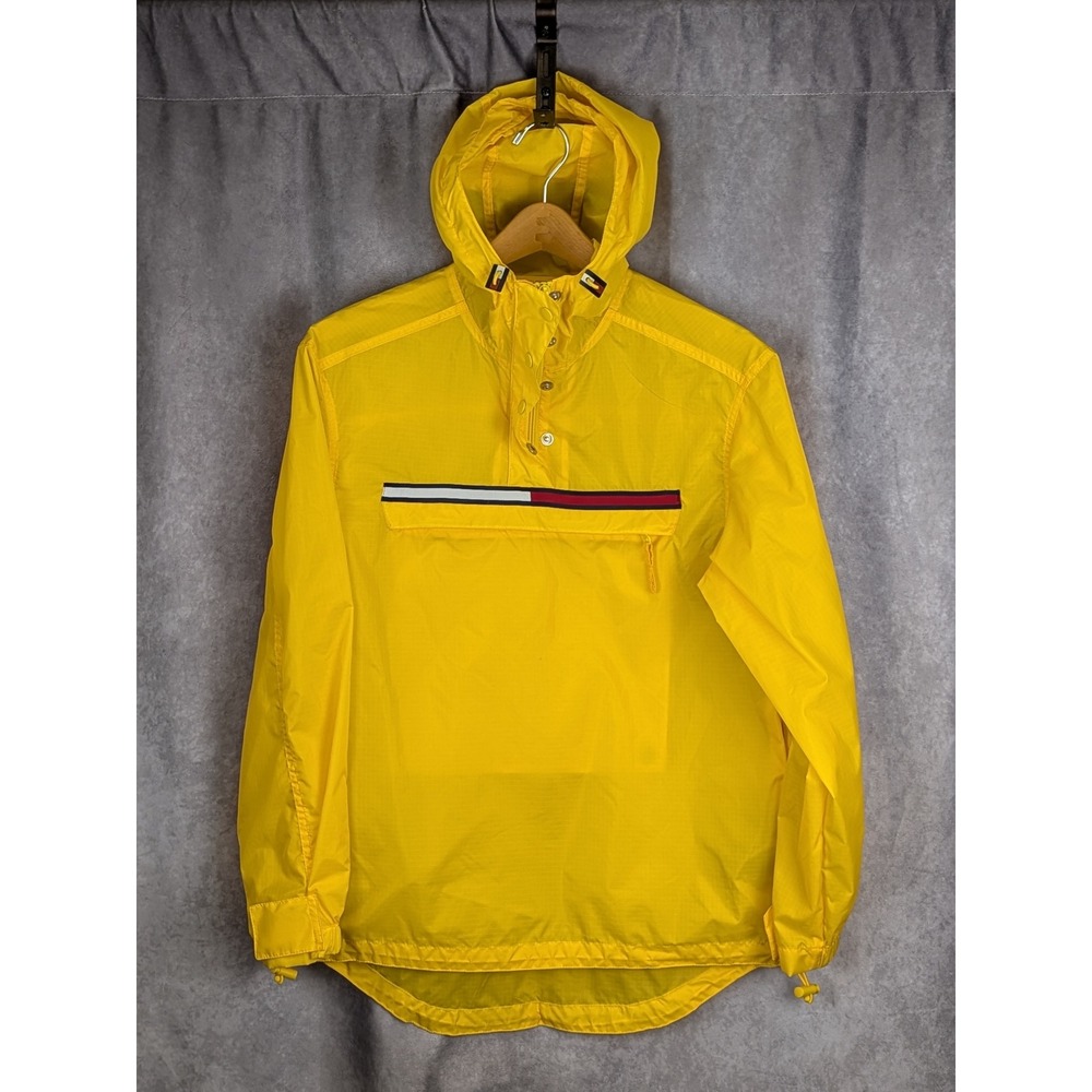 Vintage Tommy Jeans Yellow‎ Anorak Windbreaker Jacket Women XS Flag Logo